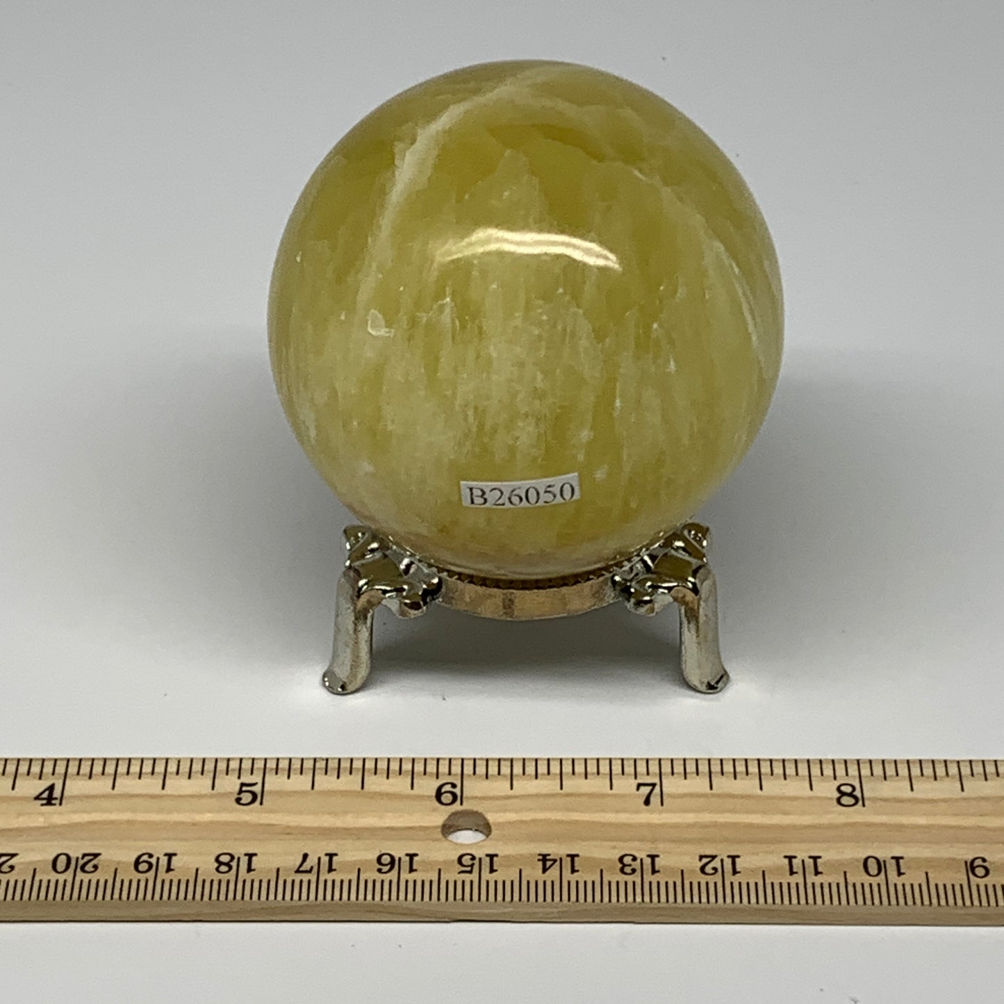 0.98 lbs,2.6"(66mm) Lemon Calcite Sphere Gemstone,Healing Crystal,B26050