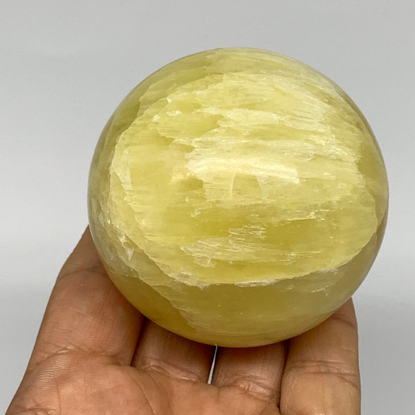 0.85 lbs,2.5"(63mm) Lemon Calcite Sphere Gemstone,Healing Crystal,B260951