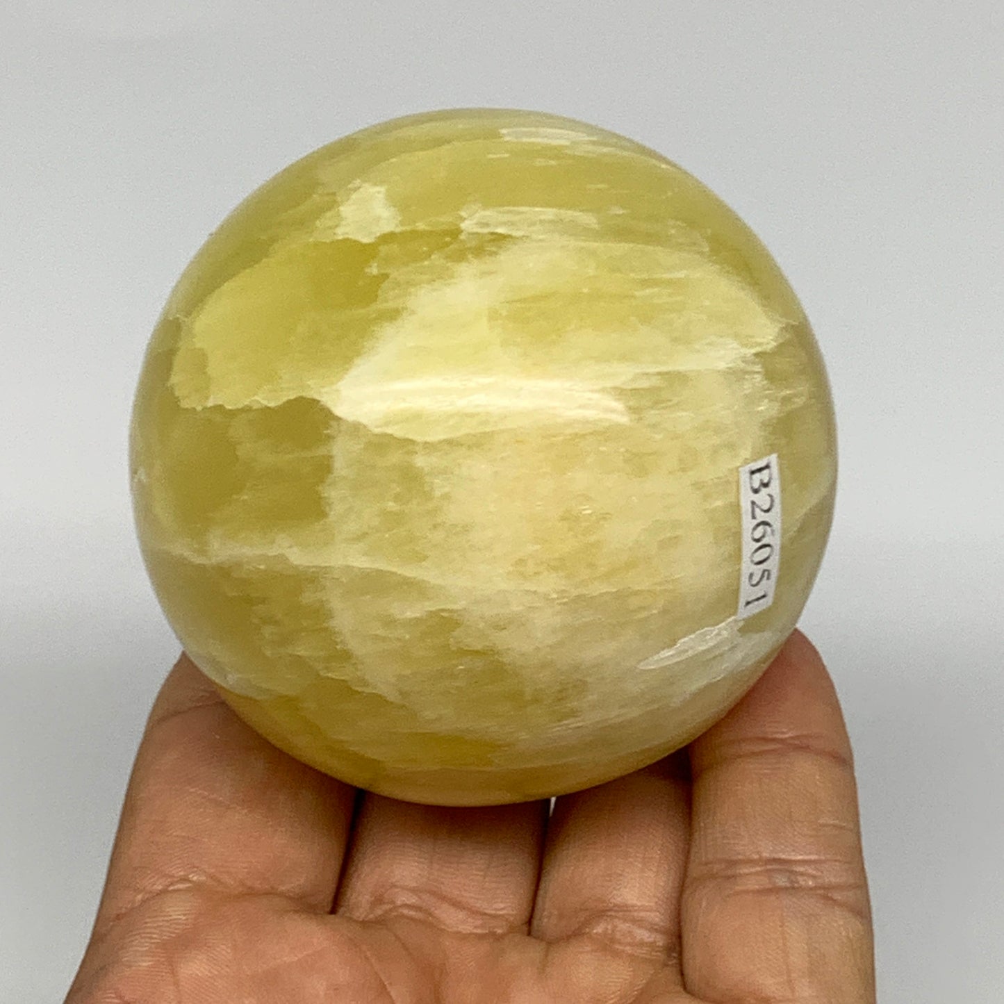 0.85 lbs,2.5"(63mm) Lemon Calcite Sphere Gemstone,Healing Crystal,B260951