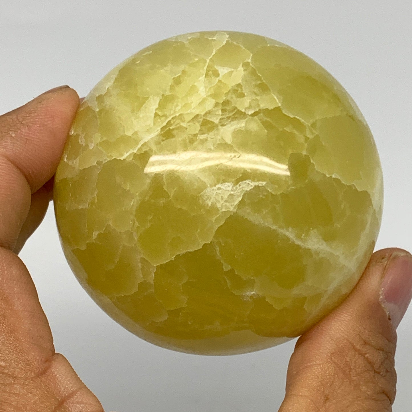 0.85 lbs,2.5"(63mm) Lemon Calcite Sphere Gemstone,Healing Crystal,B260951