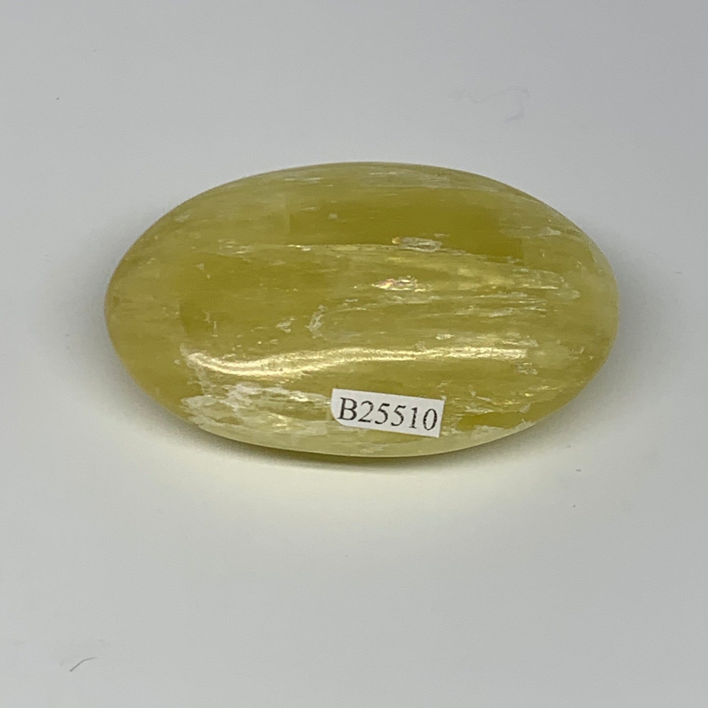 133g, 2.8"x1.8"x1", Lemon Calcite Palm-Stone Crystal Polished @Pakistan,B25510