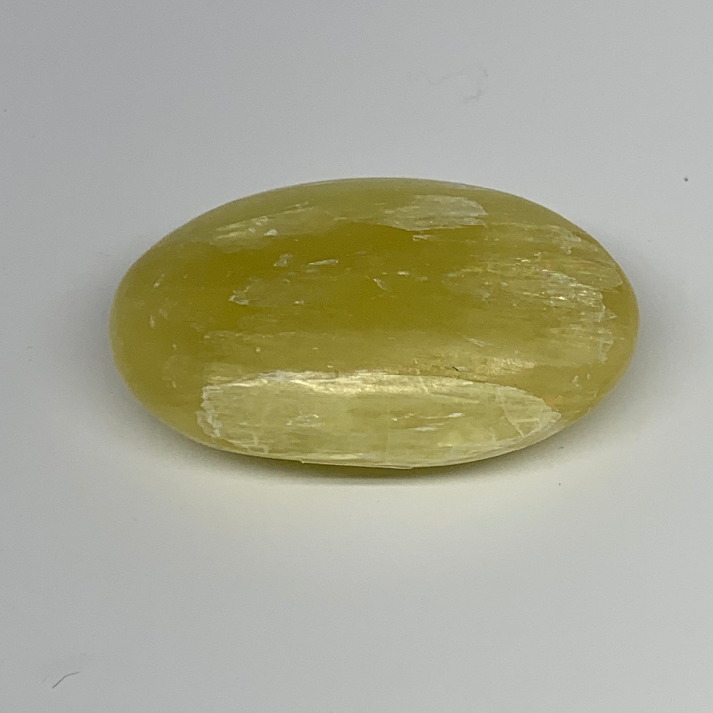 133g, 2.8"x1.8"x1", Lemon Calcite Palm-Stone Crystal Polished @Pakistan,B25510