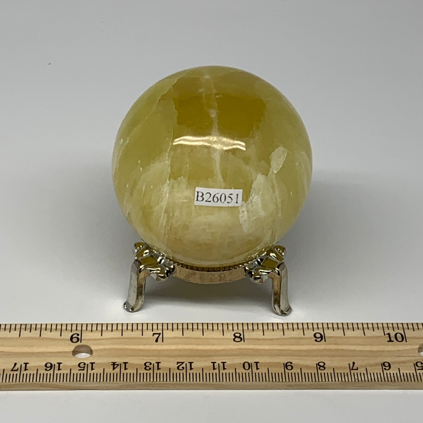 0.85 lbs,2.5"(63mm) Lemon Calcite Sphere Gemstone,Healing Crystal,B260951