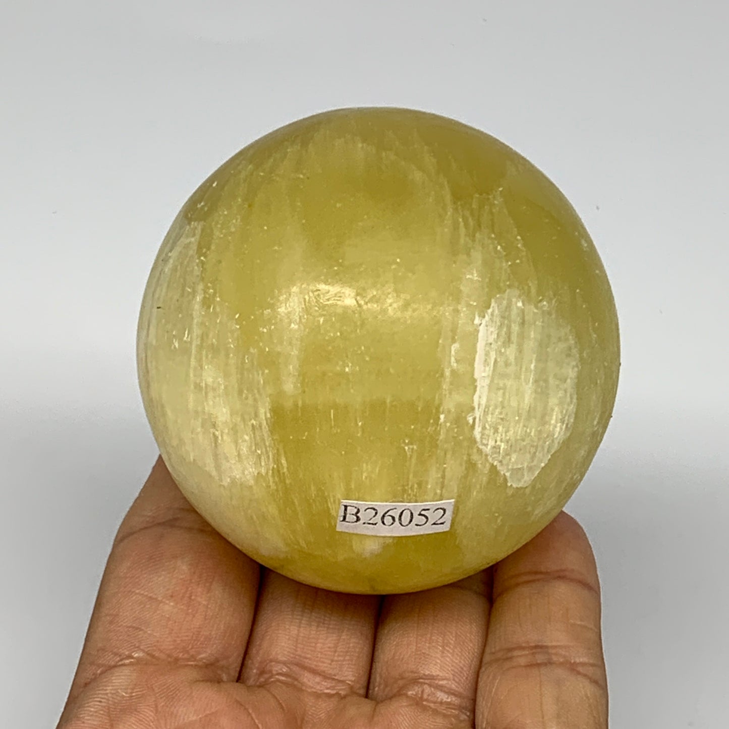 0.87 lbs,2.5"(63mm) Lemon Calcite Sphere Gemstone,Healing Crystal,B26052
