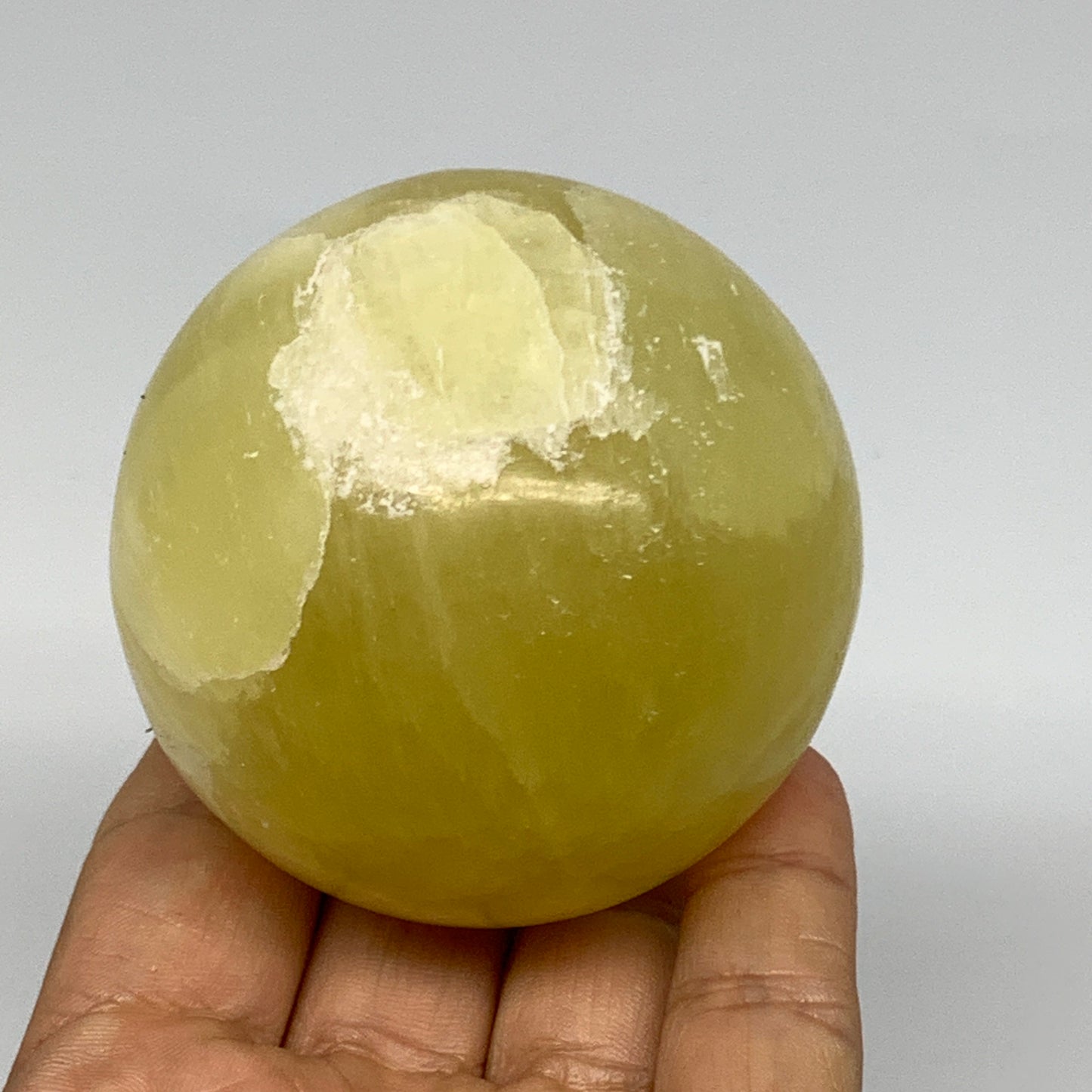 0.87 lbs,2.5"(63mm) Lemon Calcite Sphere Gemstone,Healing Crystal,B26052