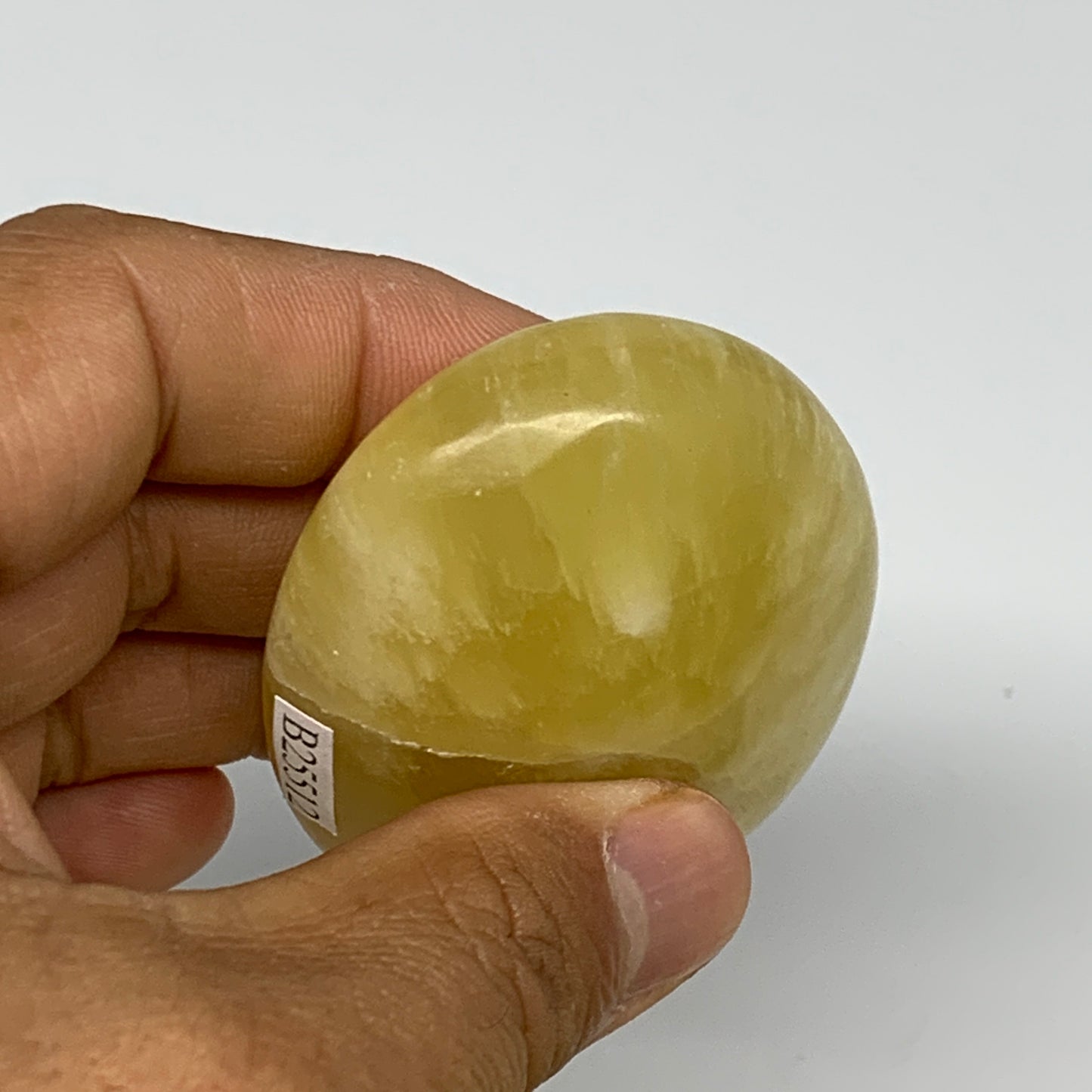 121.7g, 2.6"x1.9"x1", Lemon Calcite Palm-Stone Crystal Polished @Pakistan,B26412