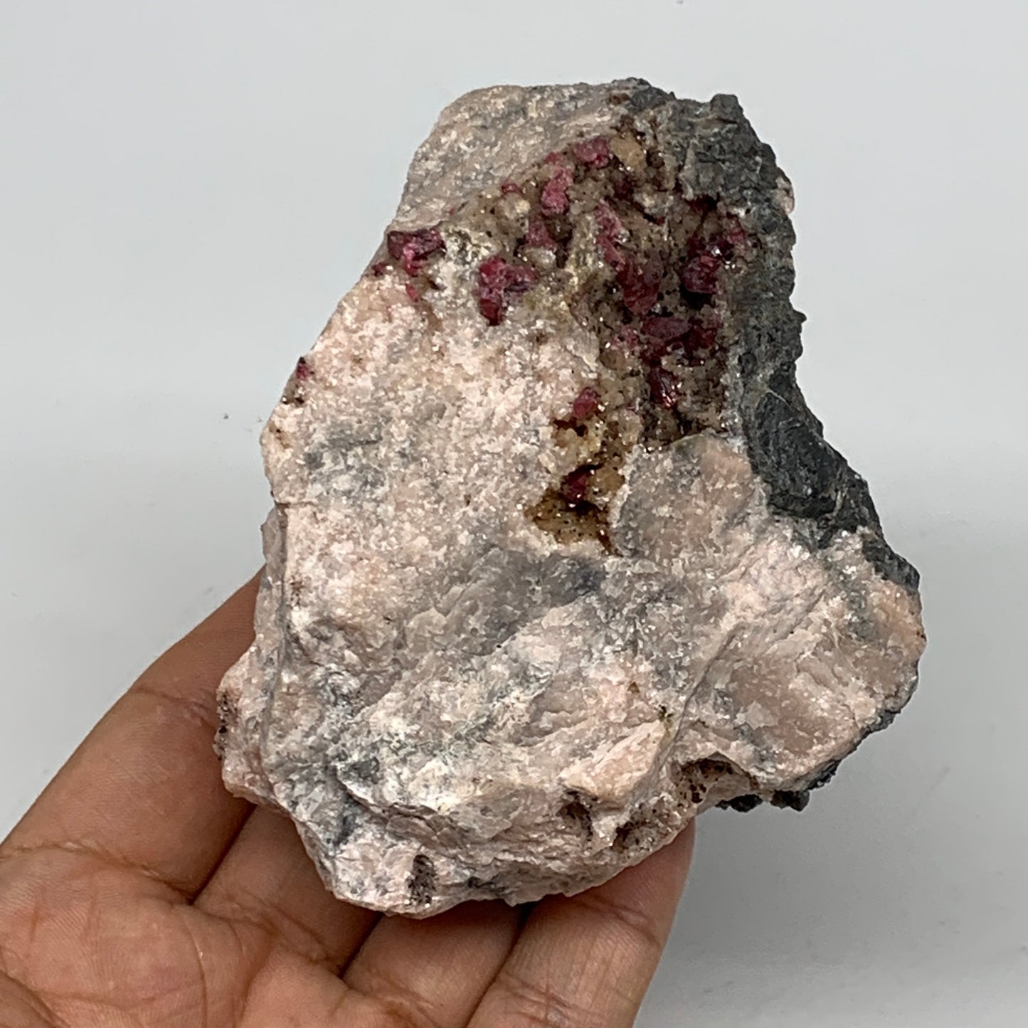 476.2g, 3.7"x3"x2.4", Rosalite Rough Mineral Specimens @Morocco, B11127