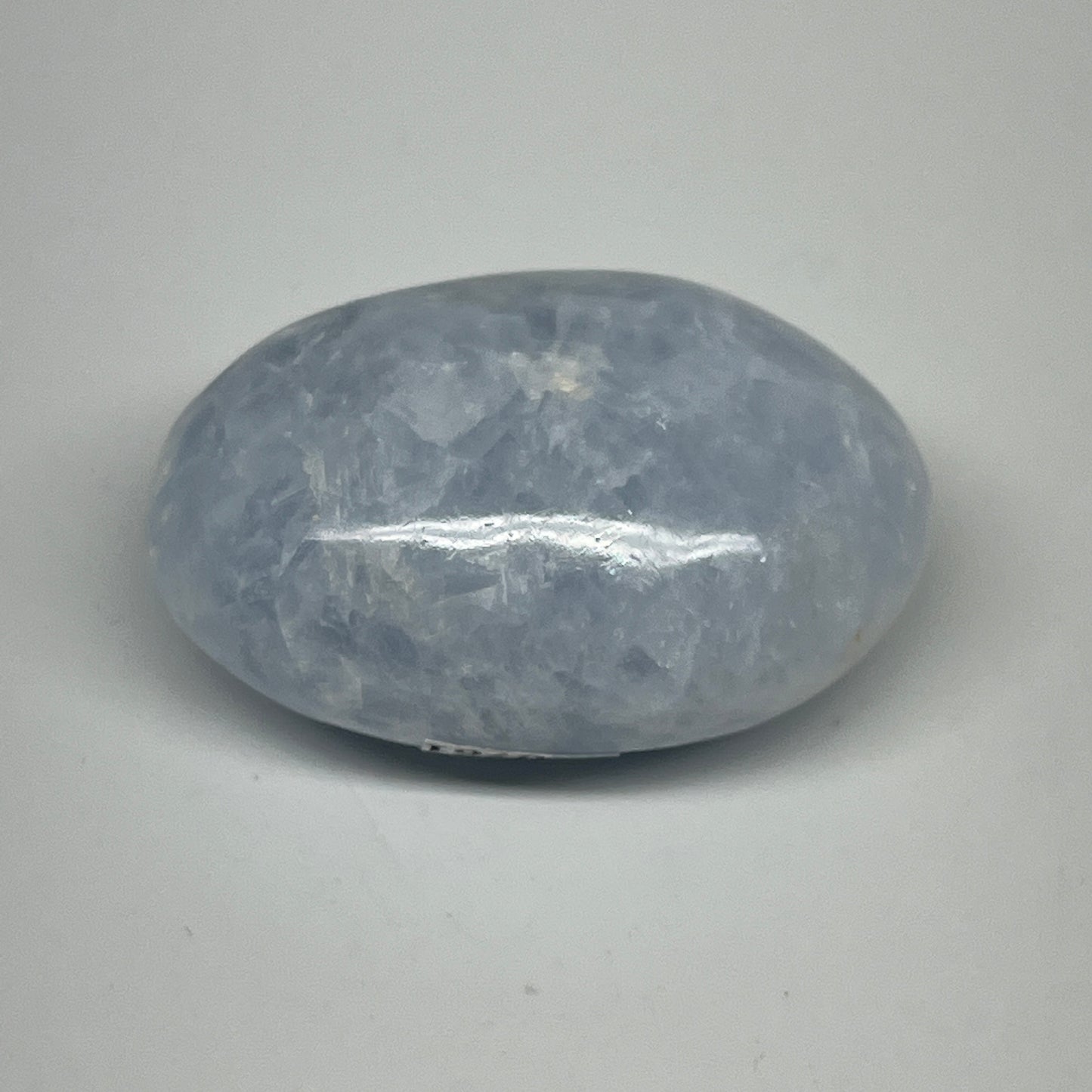 93.8g, 2.3"x1.6"x1.1" Blue Calcite Small Palm-Stone Tumbled @Madagascar, B20761