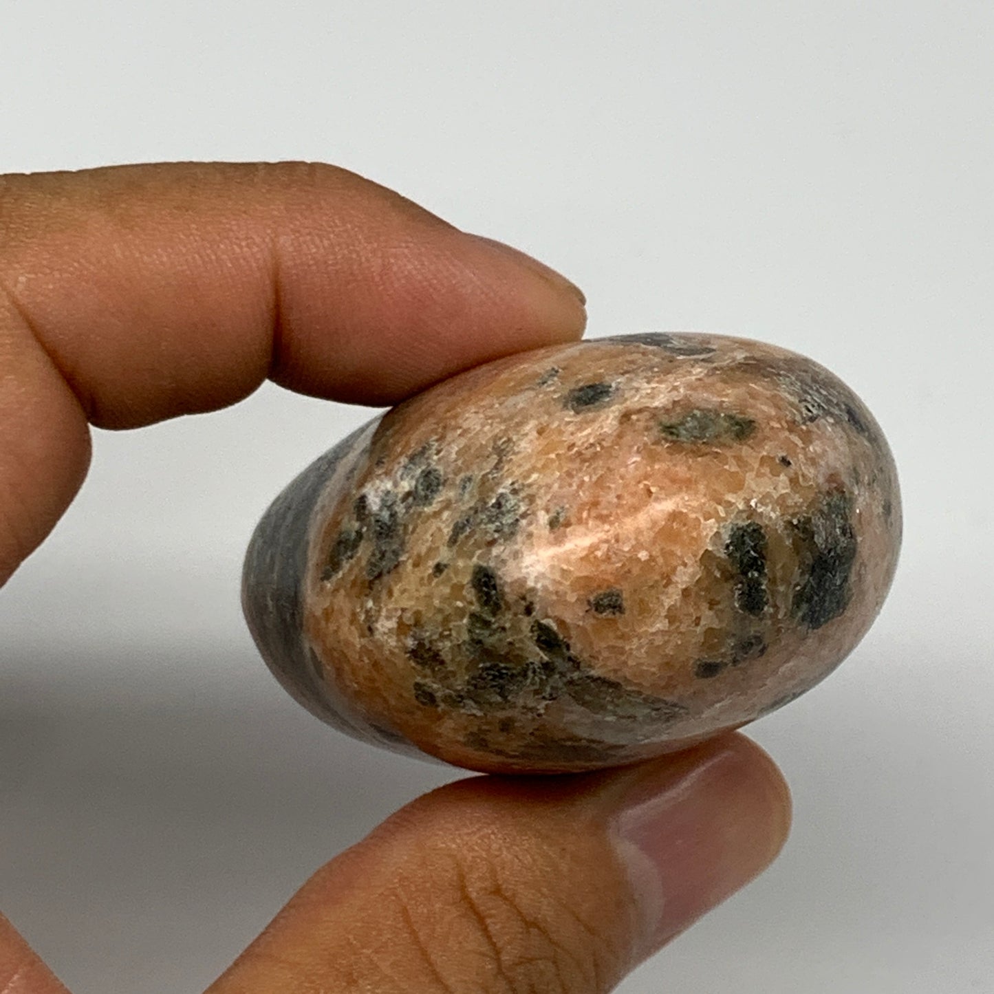 125.1g, 2.7"x1.7"x1.1", Orange Calcite Palm-Stone Crystal Polished Reiki, B16052