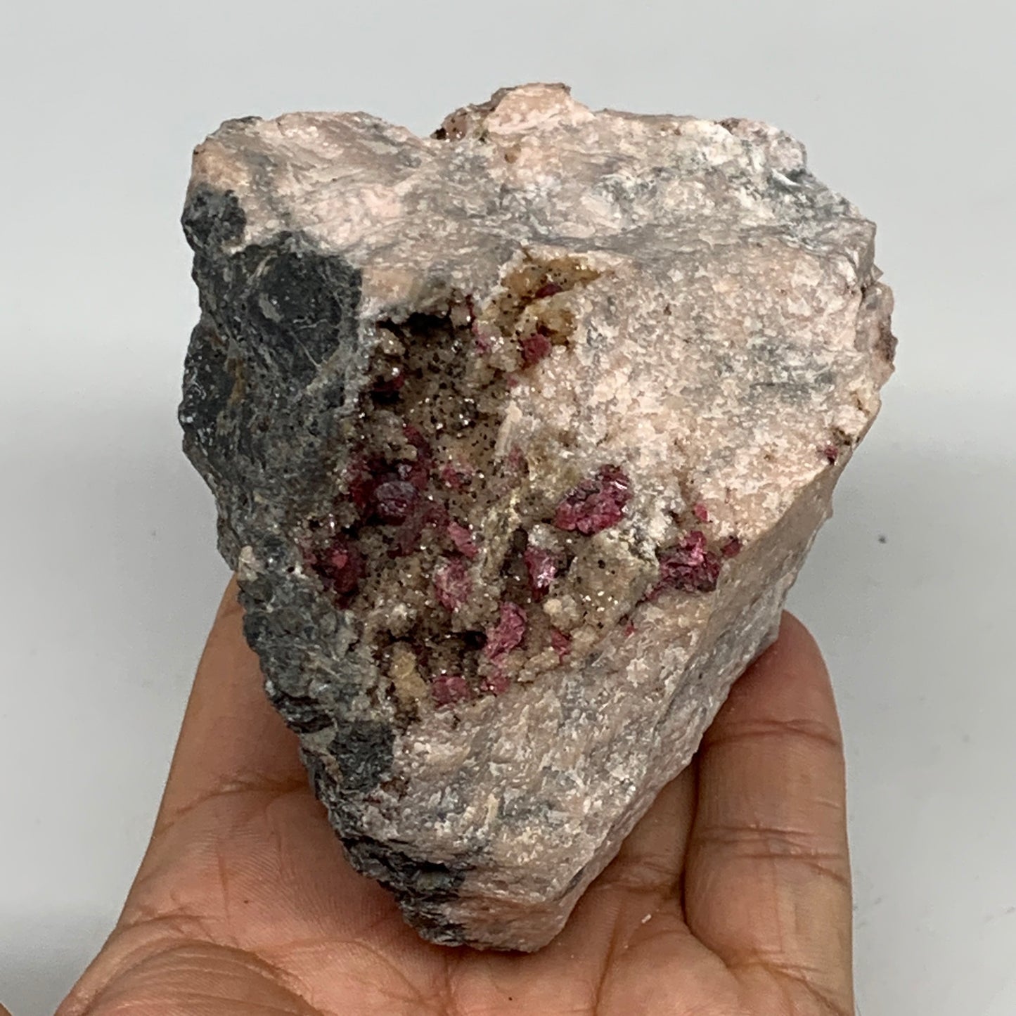 476.2g, 3.7"x3"x2.4", Rosalite Rough Mineral Specimens @Morocco, B11127