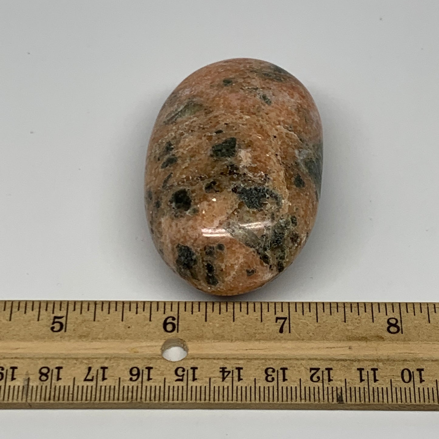 125.1g, 2.7"x1.7"x1.1", Orange Calcite Palm-Stone Crystal Polished Reiki, B16052