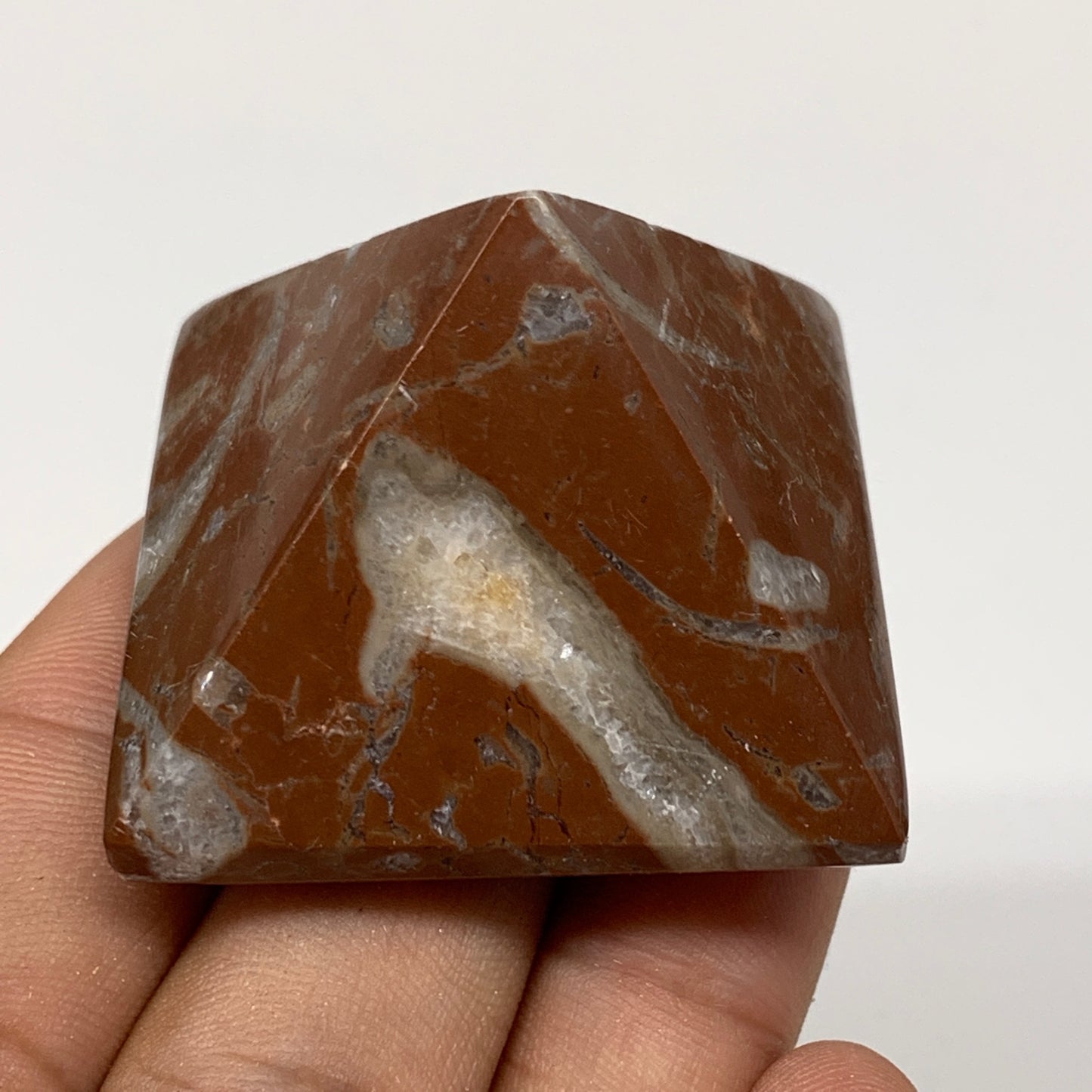 56.5g,1.2"x1.6" Natural Untreated Red Shell Fossils Pyramid Reiki Energy, F1198