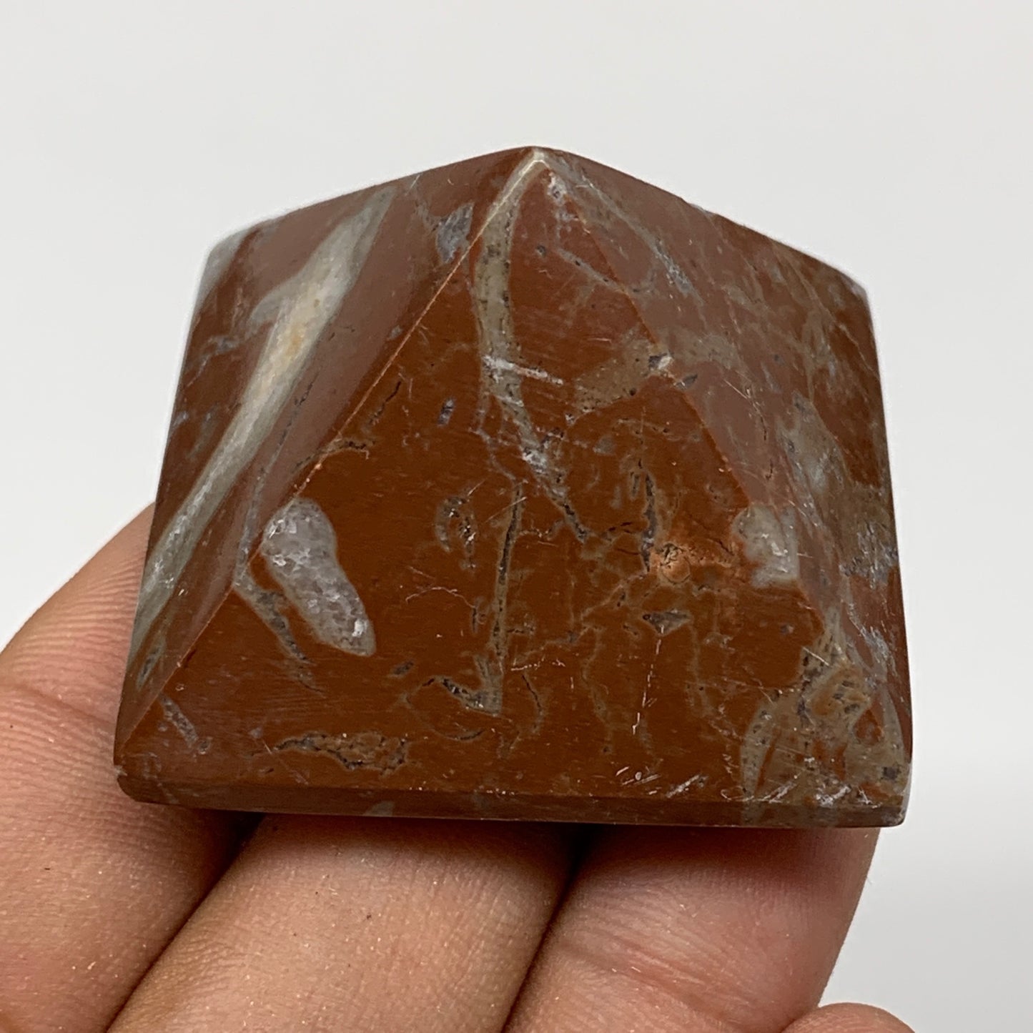 56.5g,1.2"x1.6" Natural Untreated Red Shell Fossils Pyramid Reiki Energy, F1198