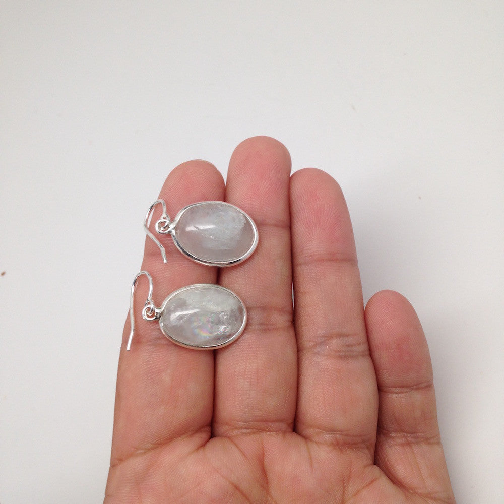 26.5 Cts Small Natural Aquamarine Cabochon Earrings Sterling Silver @Brazil, E11 - watangem.com