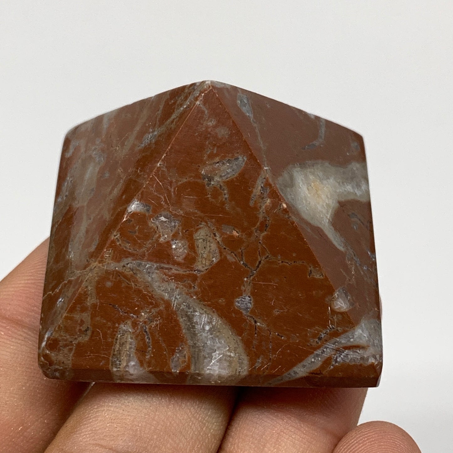 56.5g,1.2"x1.6" Natural Untreated Red Shell Fossils Pyramid Reiki Energy, F1198