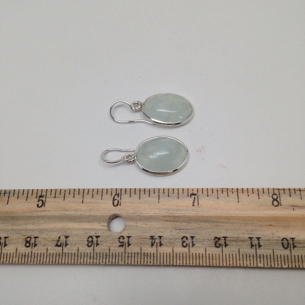 26.5 Cts Small Natural Aquamarine Cabochon Earrings Sterling Silver @Brazil, E11 - watangem.com