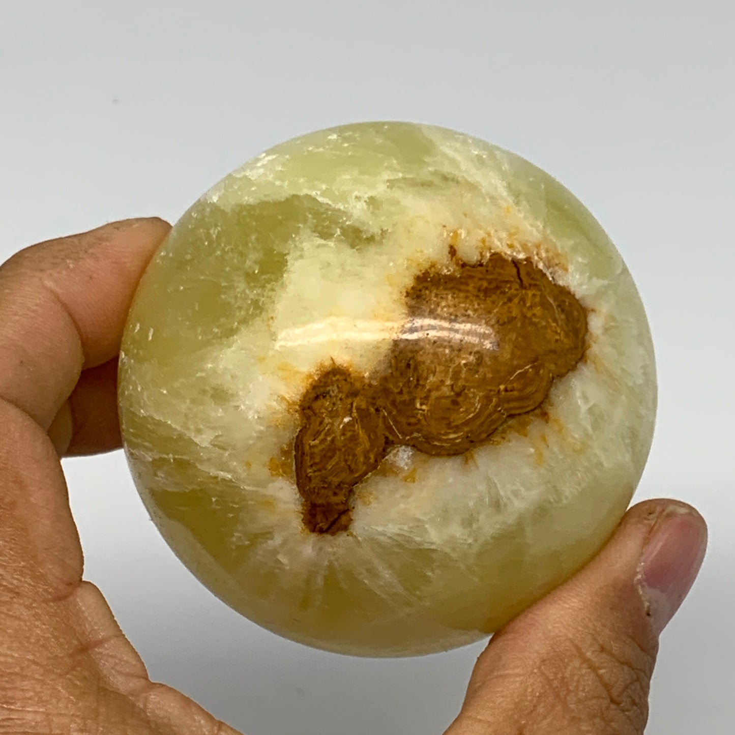 0.85 lbs,2.5"(63mm) Lemon Calcite Sphere Gemstone,Healing Crystal,B26055