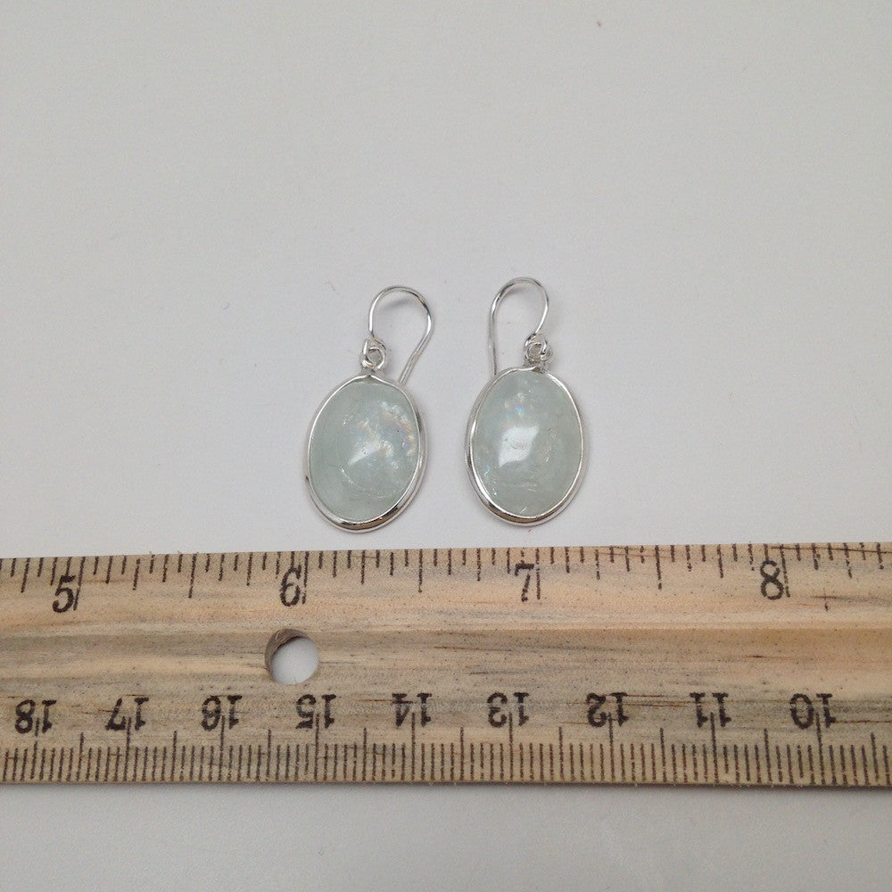 26.5 Cts Small Natural Aquamarine Cabochon Earrings Sterling Silver @Brazil, E11 - watangem.com