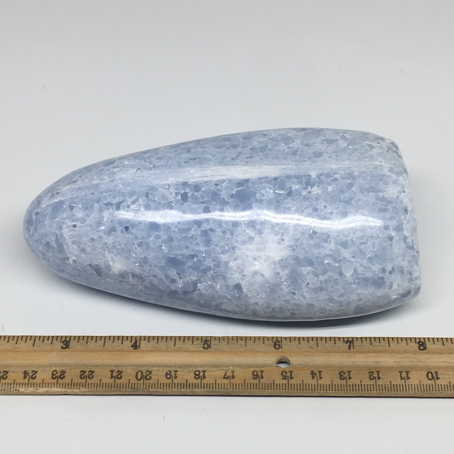928g,5.9"x2.9"x2" Blue Calcite Polished Freeform Stand alone @Madagascar,MSP984