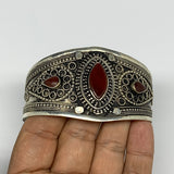 31.9g, 1.6" Red Carnelian Turkmen Cuff Bracelet Tribal Small Marquise, B13490