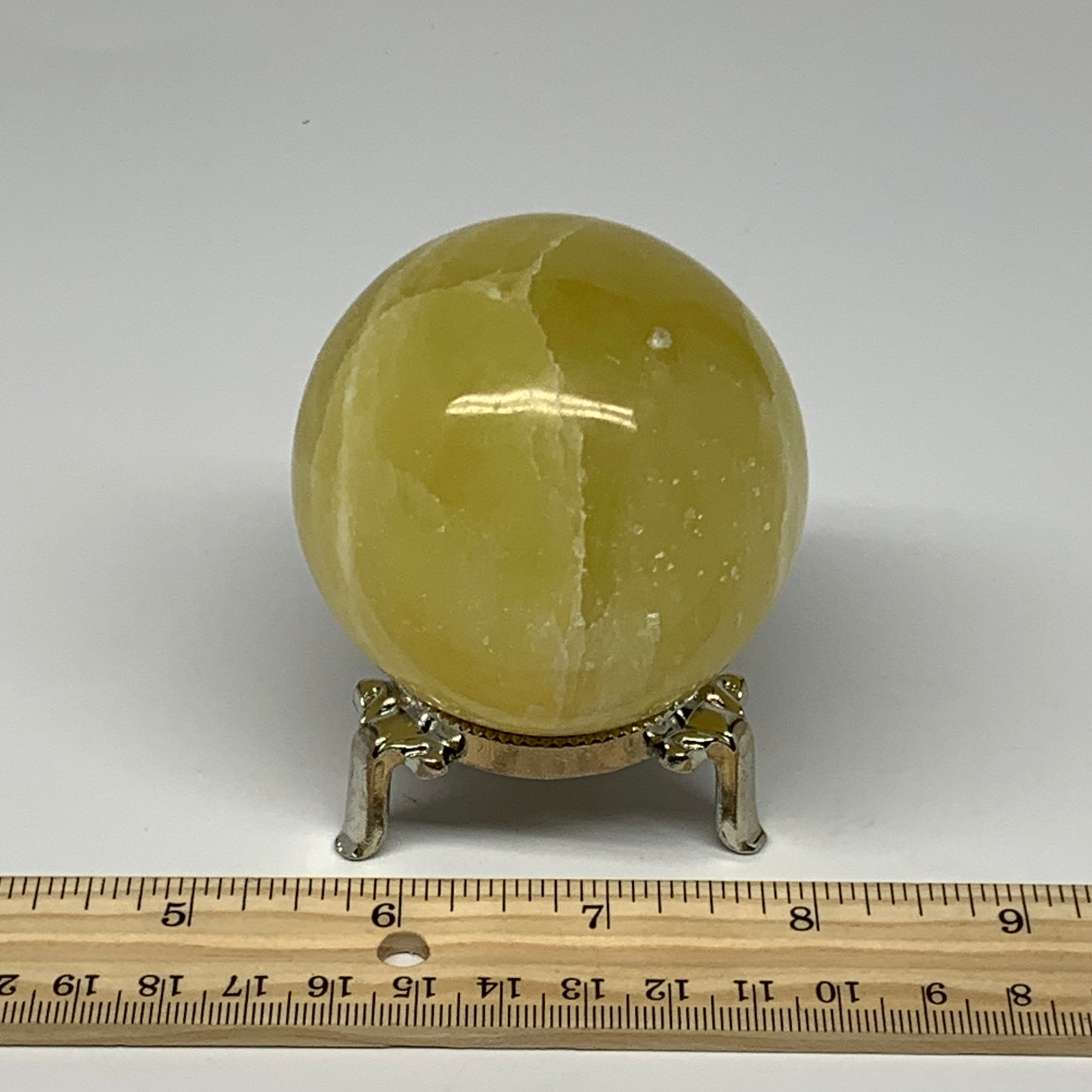 0.85 lbs,2.5"(63mm) Lemon Calcite Sphere Gemstone,Healing Crystal,B26055