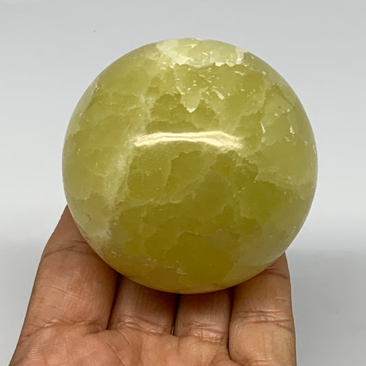 0.925 lbs,2.5"(64mm) Lemon Calcite Sphere Gemstone,Healing Crystal,B26056