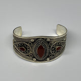 31.9g, 1.6" Red Carnelian Turkmen Cuff Bracelet Tribal Small Marquise, B13490