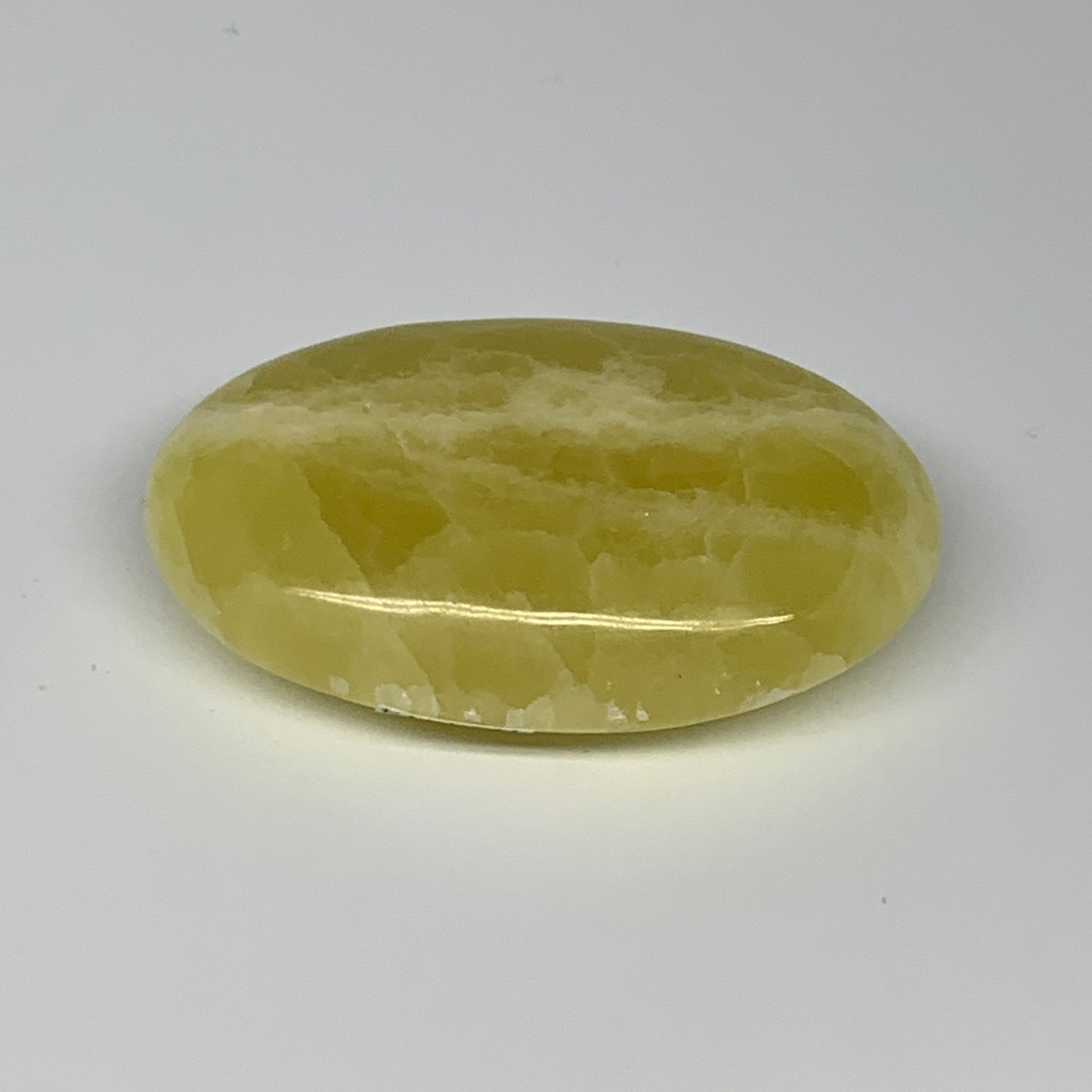 135.3g, 3"x1.9"x0.9", Lemon Calcite Palm-Stone Crystal Polished @Pakistan,B26414