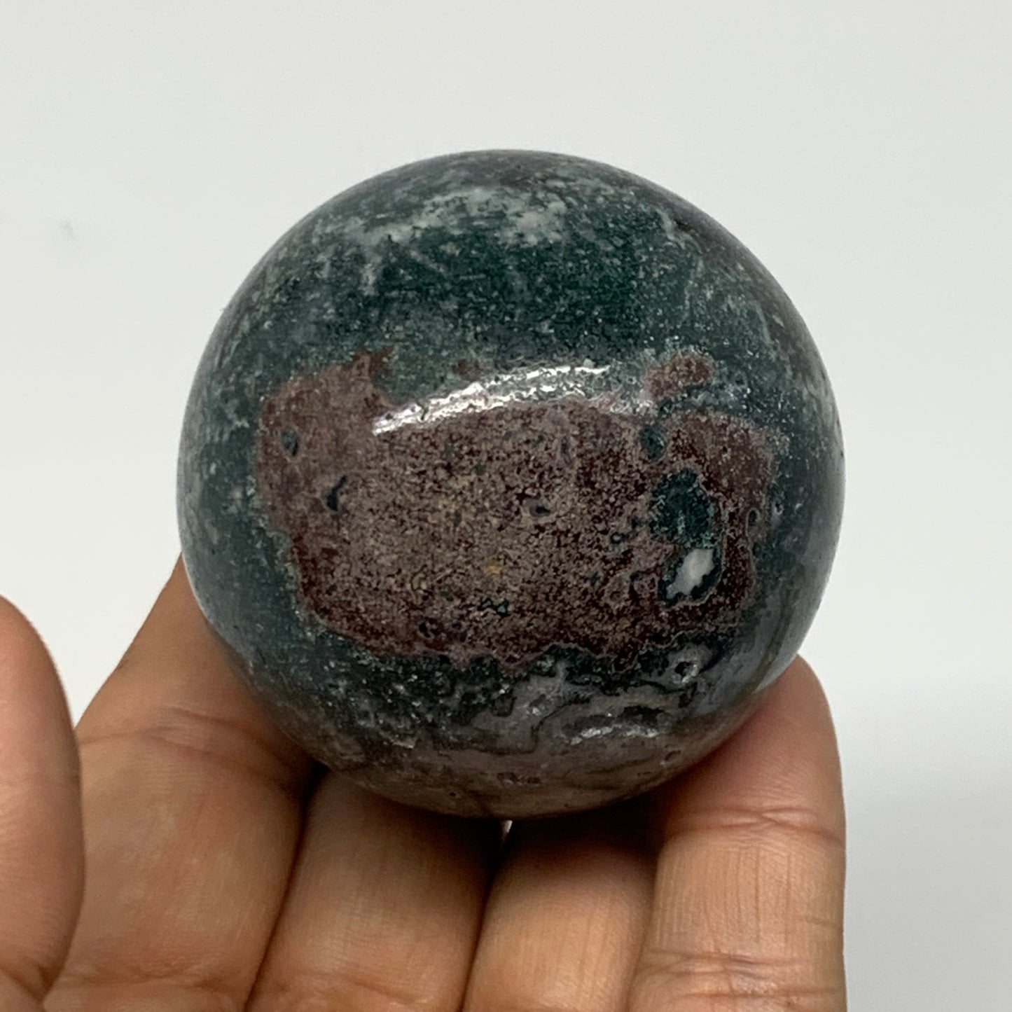 187.3g,2.1"(52mm), Natural Moss Agate Sphere Ball Gemstone @India,B22460