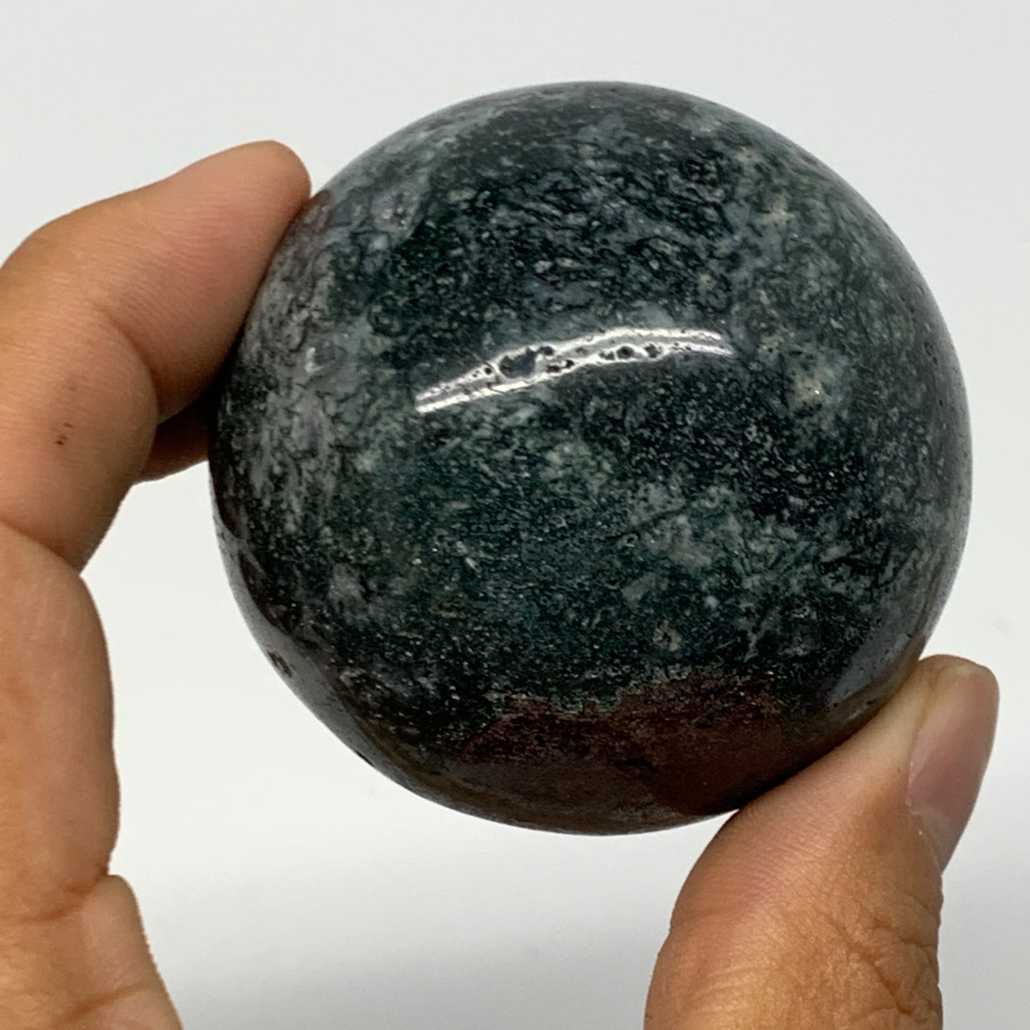 187.3g,2.1"(52mm), Natural Moss Agate Sphere Ball Gemstone @India,B22460
