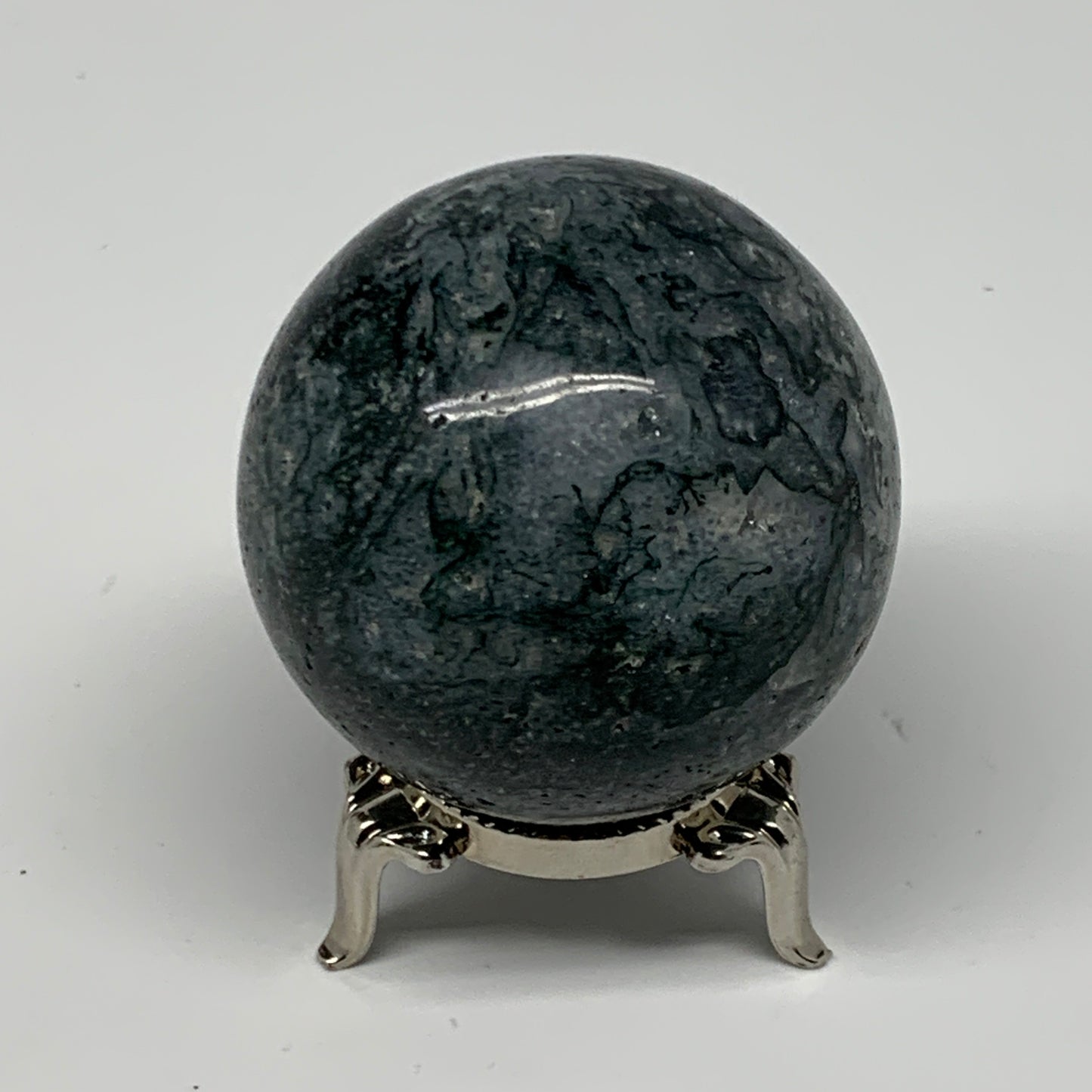 187.3g,2.1"(52mm), Natural Moss Agate Sphere Ball Gemstone @India,B22460