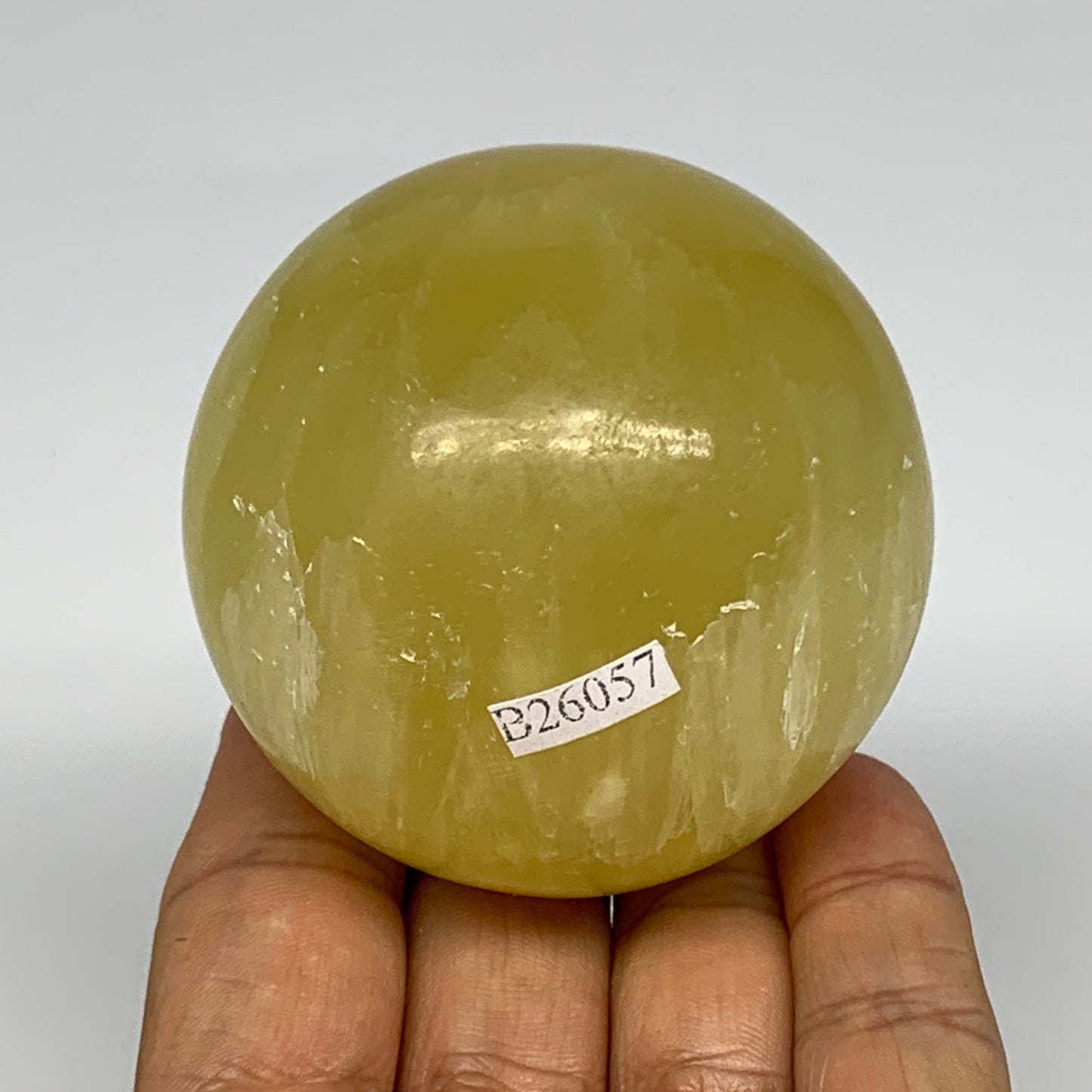 0.77 lbs,2.4"(61mm) Lemon Calcite Sphere Gemstone,Healing Crystal,B26057