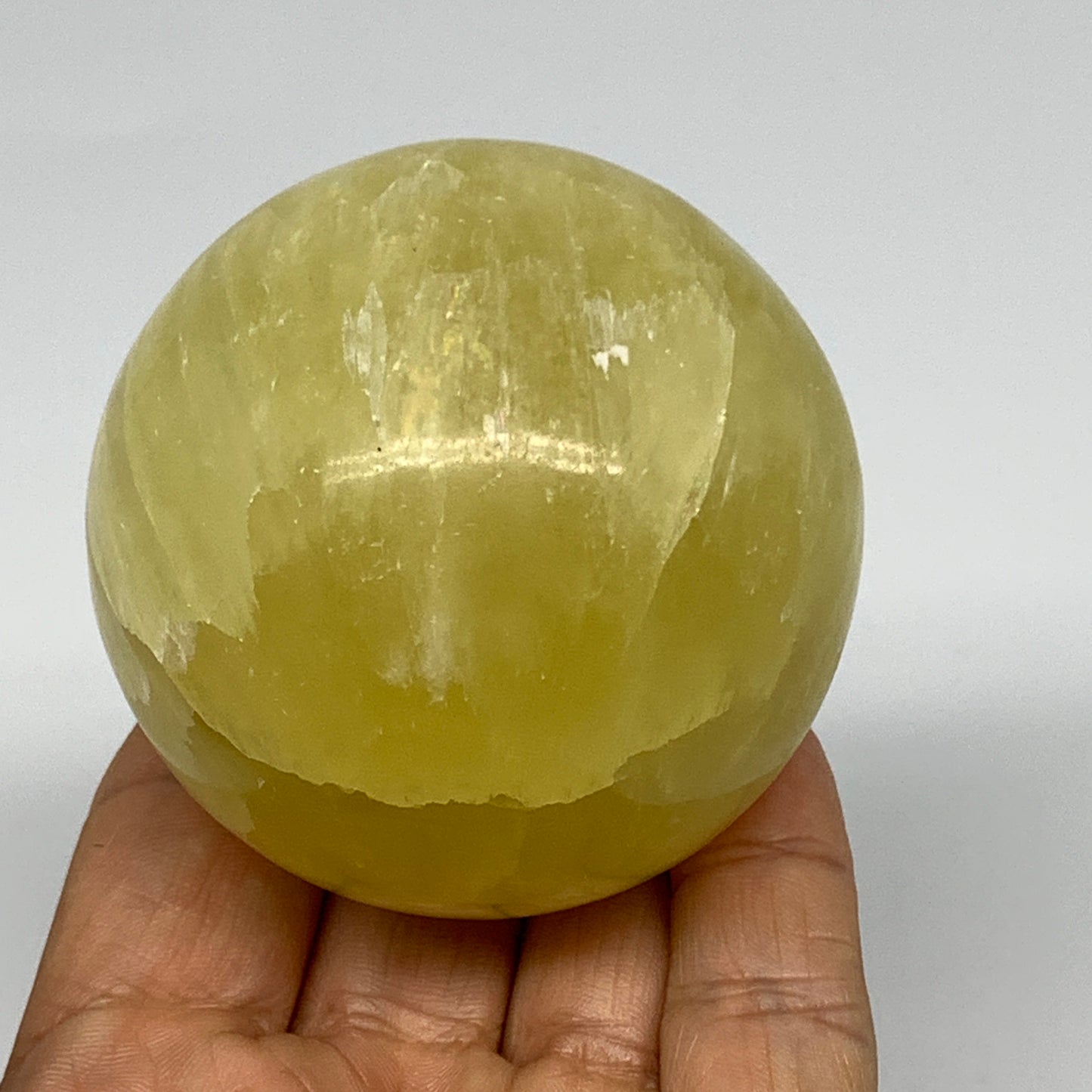 0.77 lbs,2.4"(61mm) Lemon Calcite Sphere Gemstone,Healing Crystal,B26057