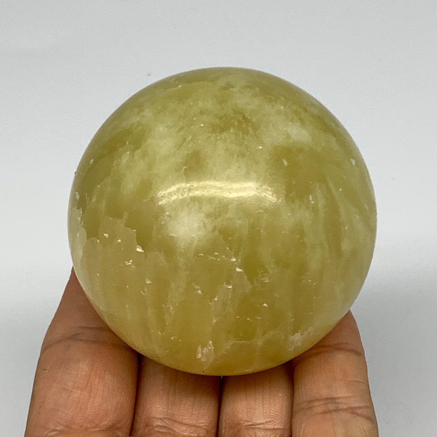 0.77 lbs,2.4"(61mm) Lemon Calcite Sphere Gemstone,Healing Crystal,B26057