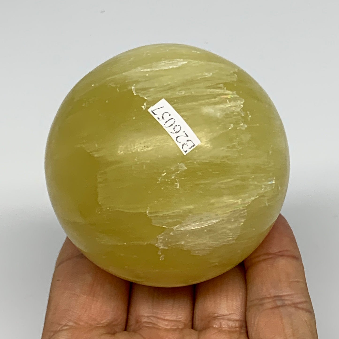 0.77 lbs,2.4"(61mm) Lemon Calcite Sphere Gemstone,Healing Crystal,B26057