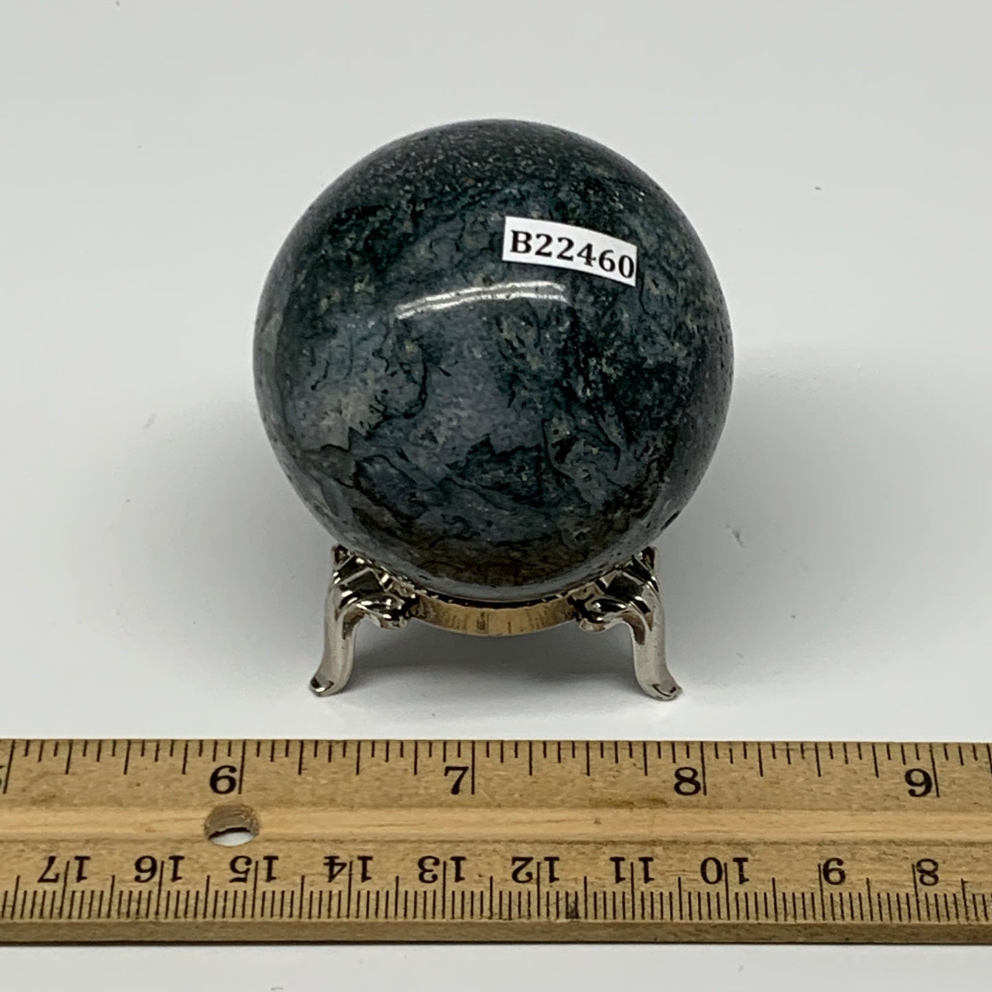 187.3g,2.1"(52mm), Natural Moss Agate Sphere Ball Gemstone @India,B22460