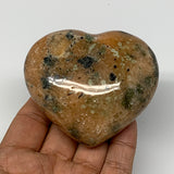 263.9g, 2.6"x3"x1.4" Orange Calcite Heart Gemstones from Madagascar, B17620