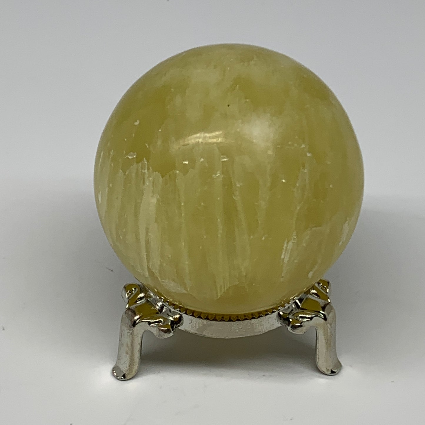 0.77 lbs,2.4"(61mm) Lemon Calcite Sphere Gemstone,Healing Crystal,B26057