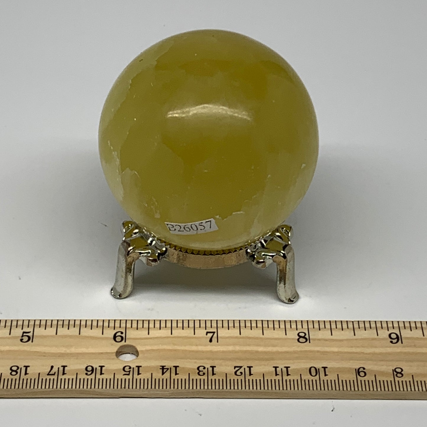 0.77 lbs,2.4"(61mm) Lemon Calcite Sphere Gemstone,Healing Crystal,B26057
