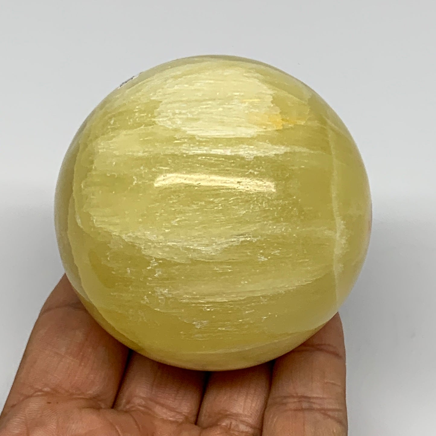 0.85 lbs,2.5"(63mm) Lemon Calcite Sphere Gemstone,Healing Crystal,B26058