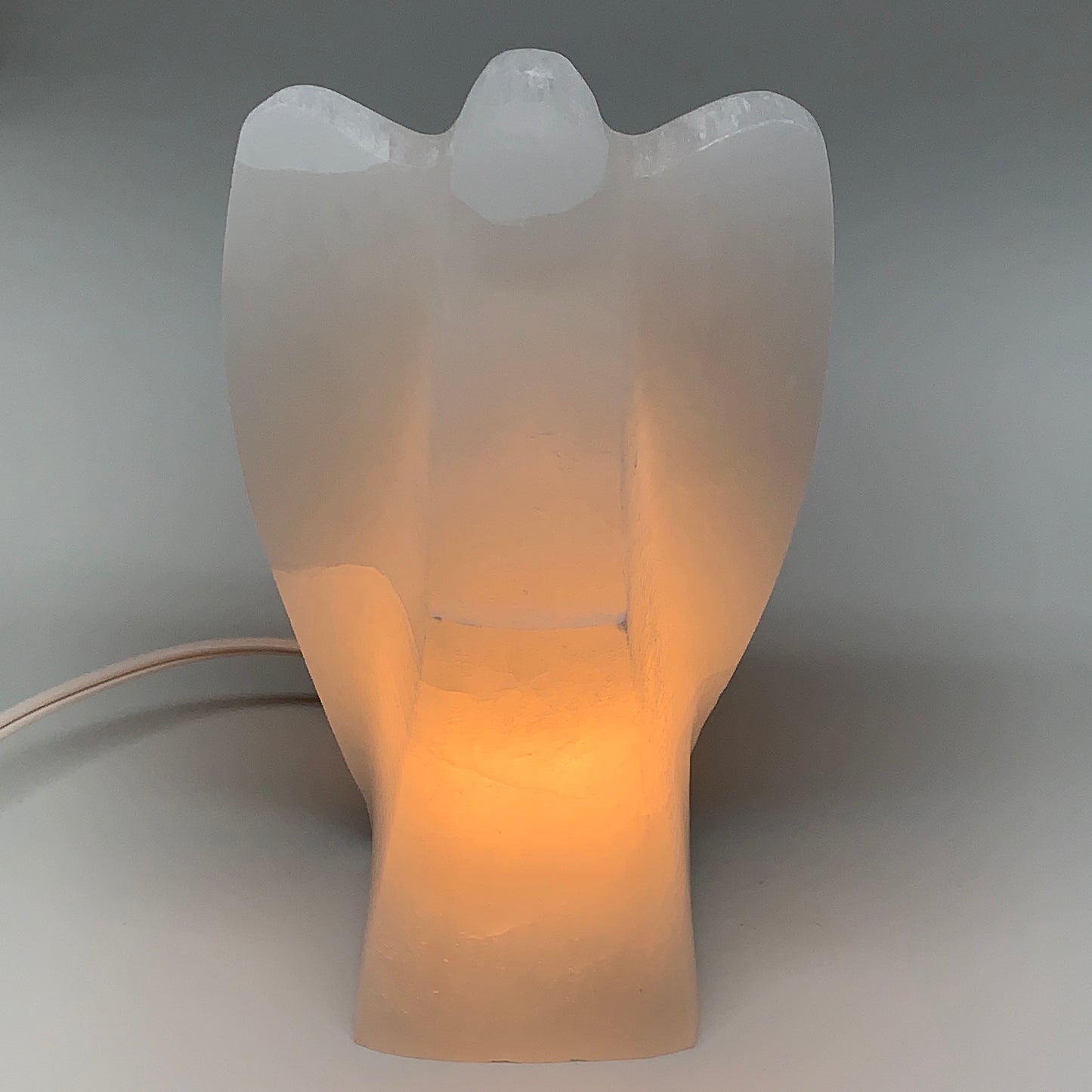1376g, 7"x4.1"x2.8" White Selenite (Satin Spar) Angel Lamps @Morocco,B9468