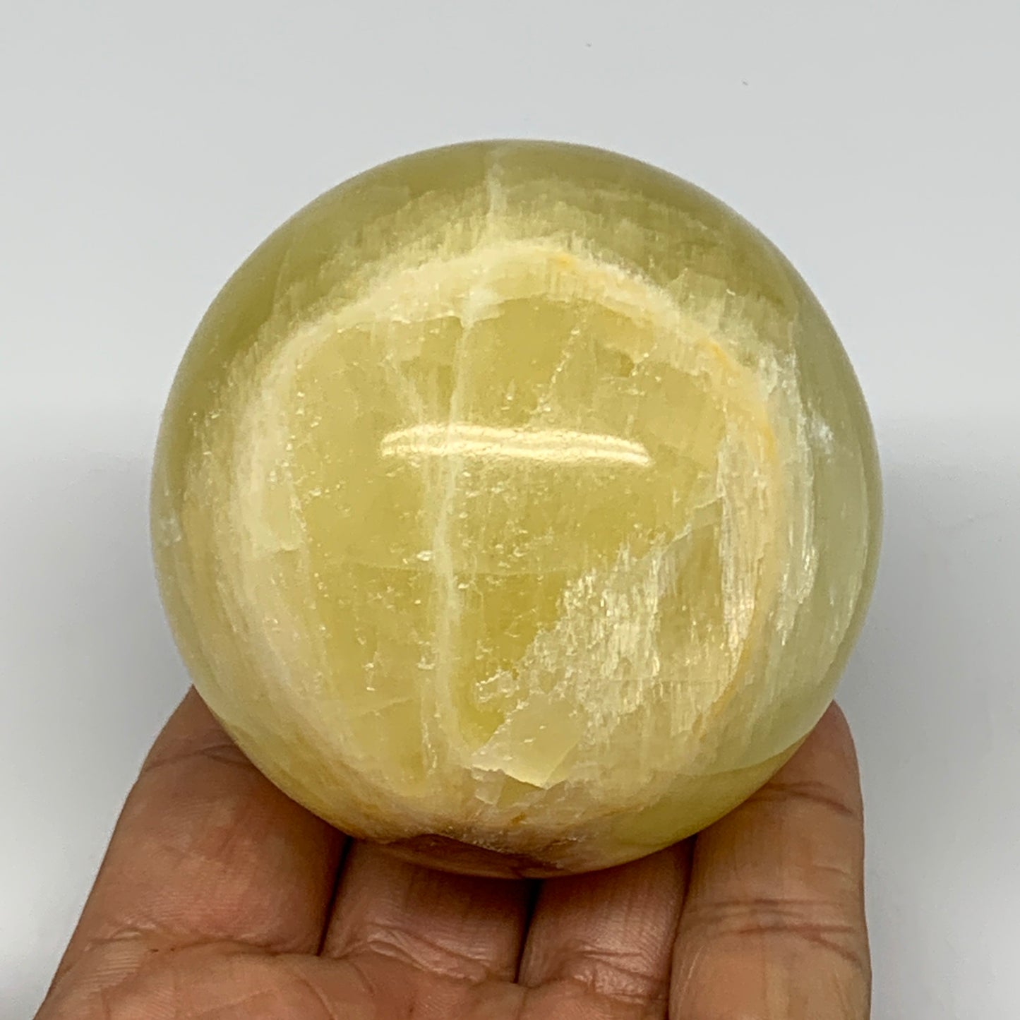 0.85 lbs,2.5"(63mm) Lemon Calcite Sphere Gemstone,Healing Crystal,B26058