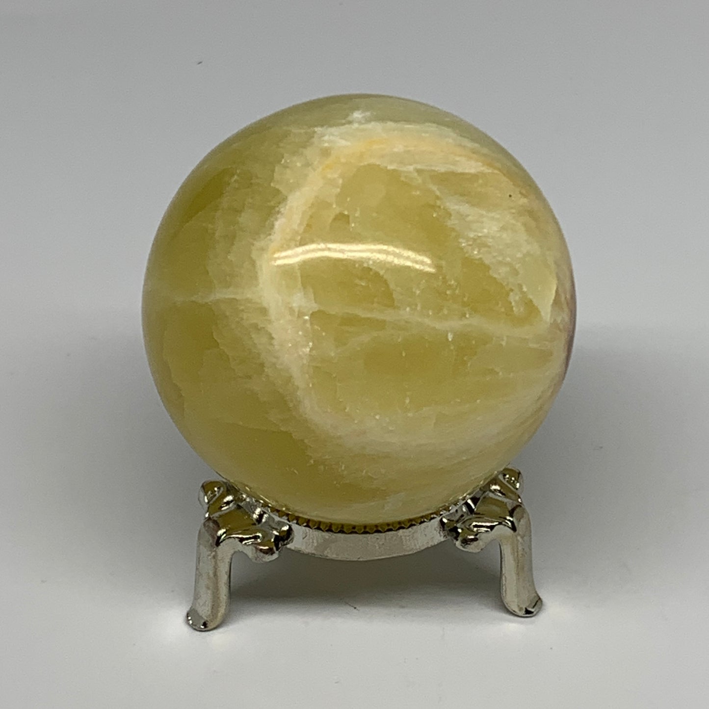 0.85 lbs,2.5"(63mm) Lemon Calcite Sphere Gemstone,Healing Crystal,B26058