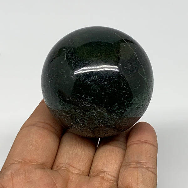 193.8g,2.1"(52mm), Natural Moss Agate Sphere Ball Gemstone @India,B22462