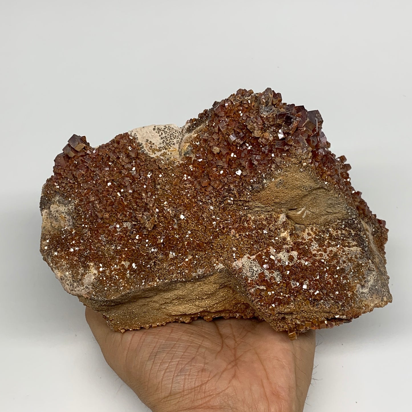 1958g, 6.5"x3.7"x4.2", Vanadinite Small Crystals Cluster Mineral Specimens, B111