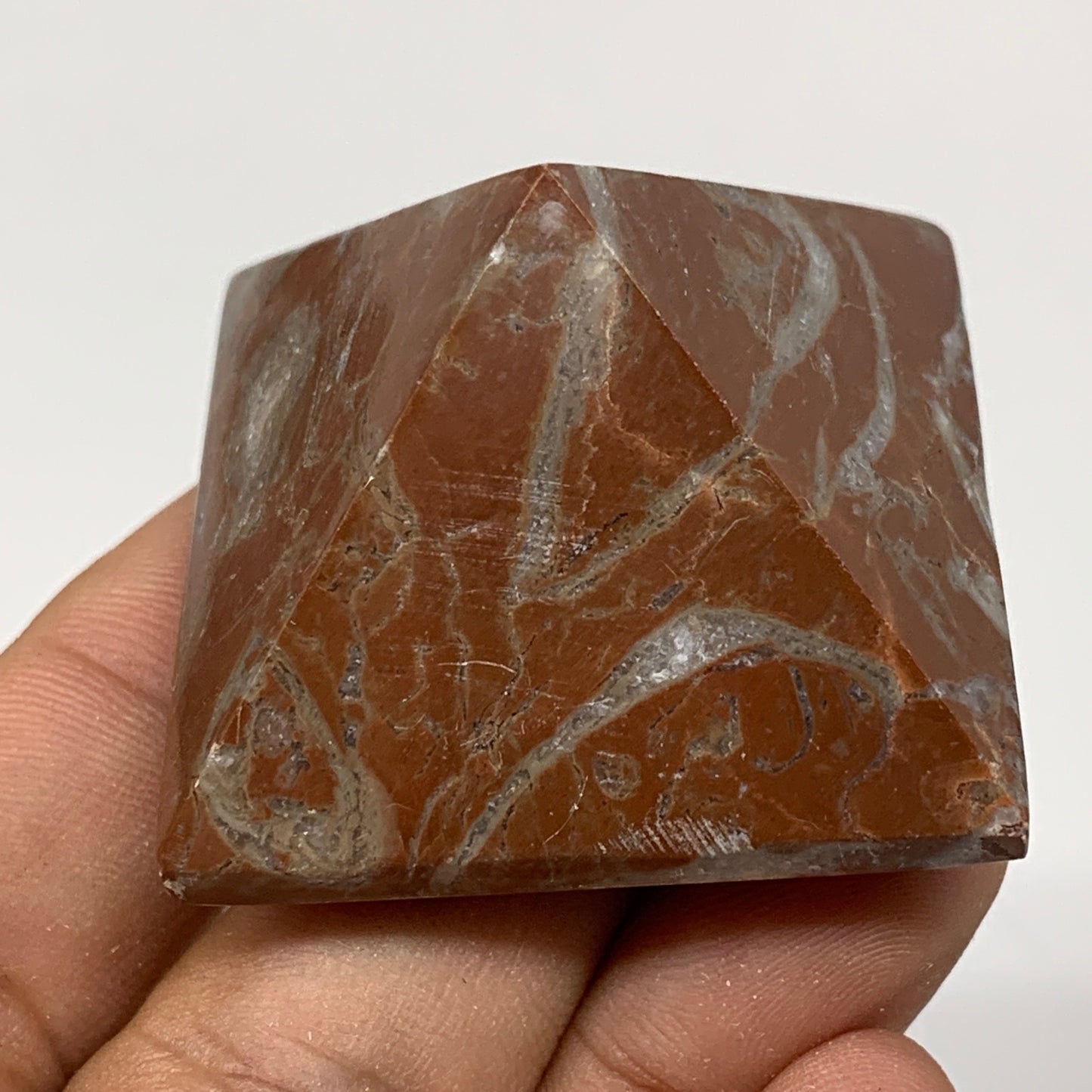 59.1g,1.2"x1.6" Natural Untreated Red Shell Fossils Pyramid Reiki Energy, F1204