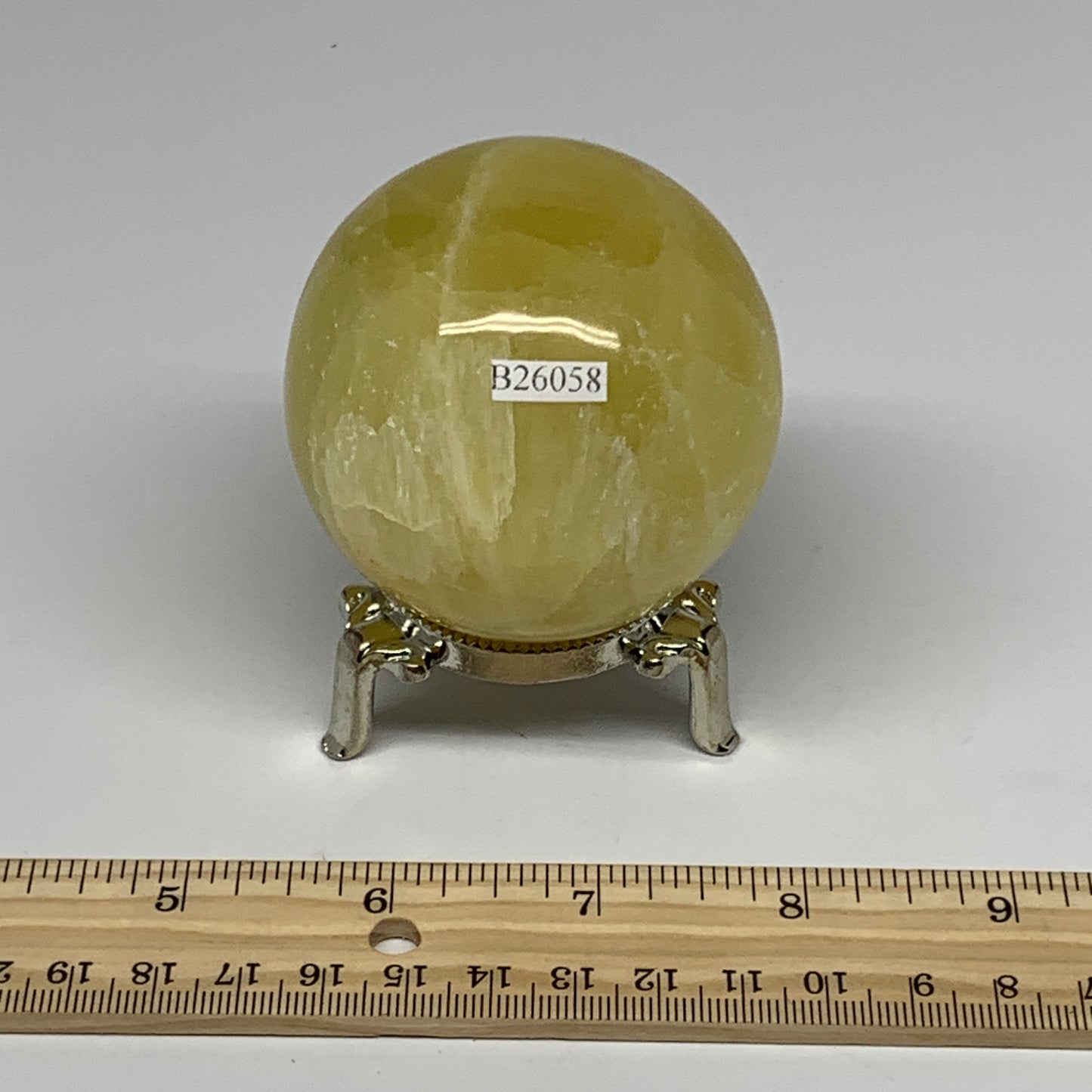0.85 lbs,2.5"(63mm) Lemon Calcite Sphere Gemstone,Healing Crystal,B26058