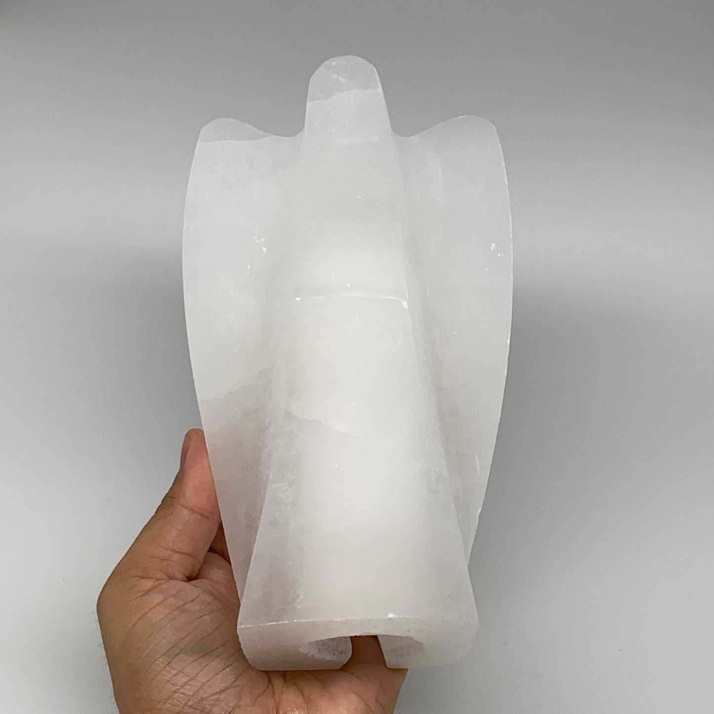1376g, 7"x4.1"x2.8" White Selenite (Satin Spar) Angel Lamps @Morocco,B9468