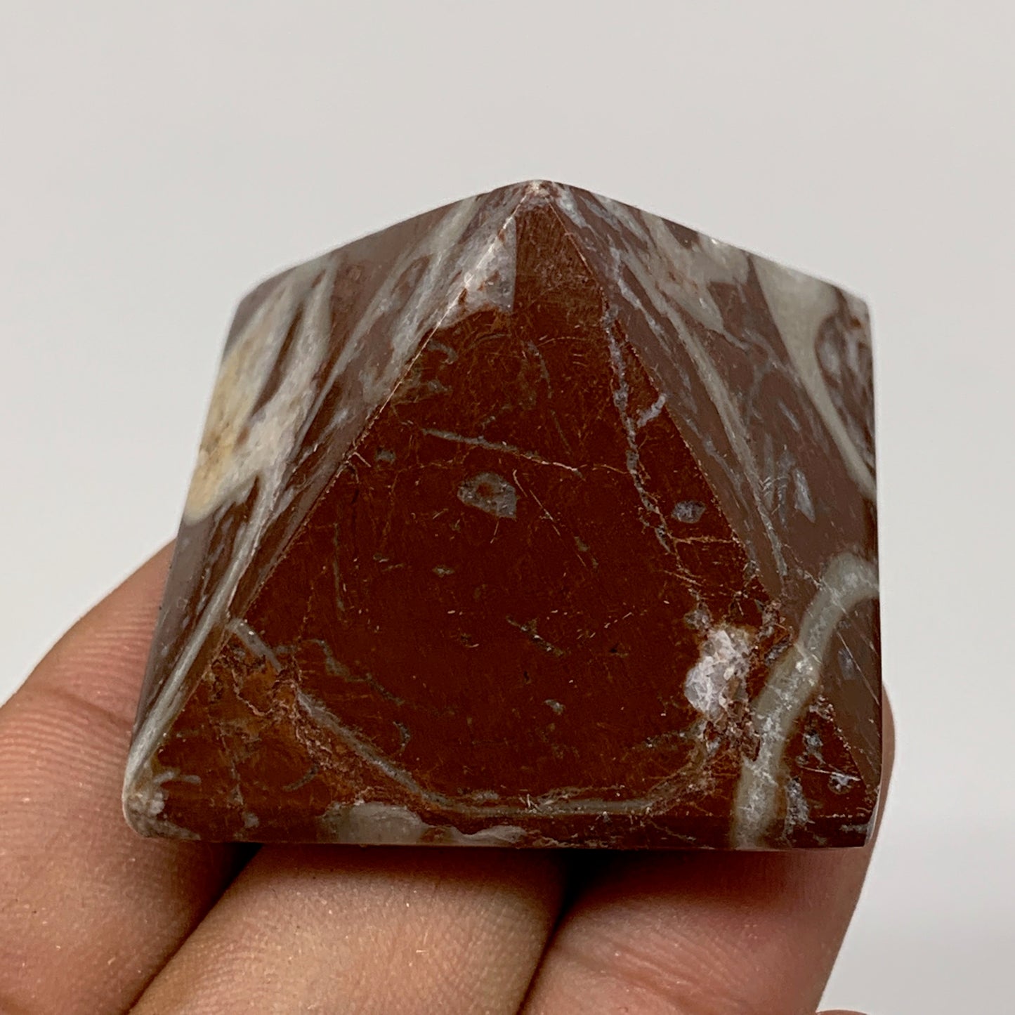 57.3g,1.2"x1.6" Natural Untreated Red Shell Fossils Pyramid Reiki Energy, F1205