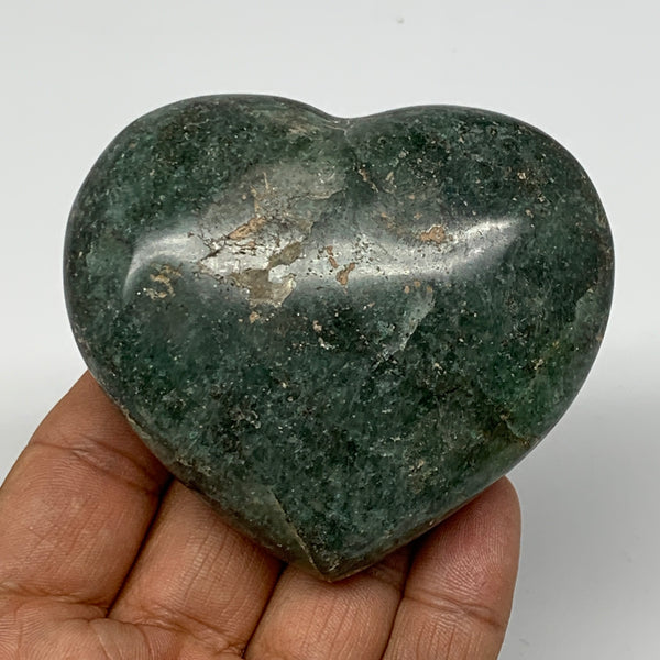 202.8g, 2.6"x2.9"x1.2" Natural Untreated Green Quartz Heart Crystal Reiki, B1762